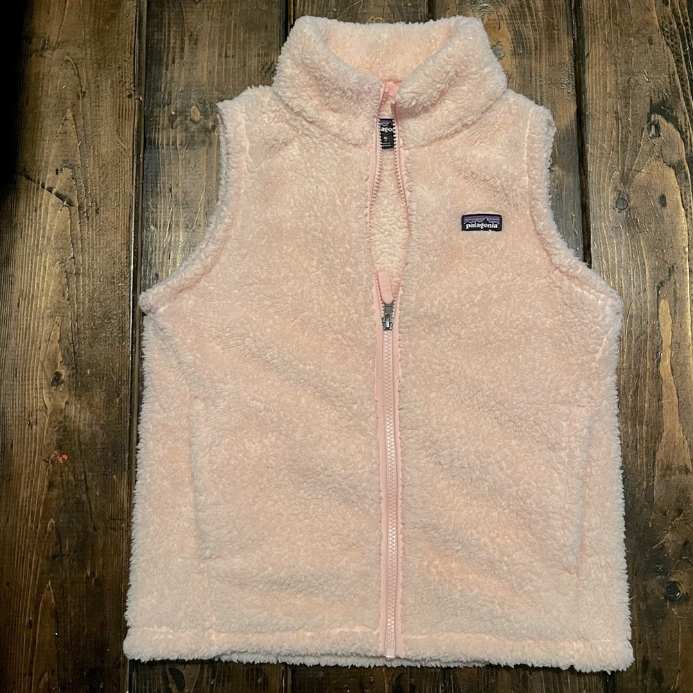 Patagonia Los Gatos Fleece Full Zip Vest Girls XL 14 Light Pink